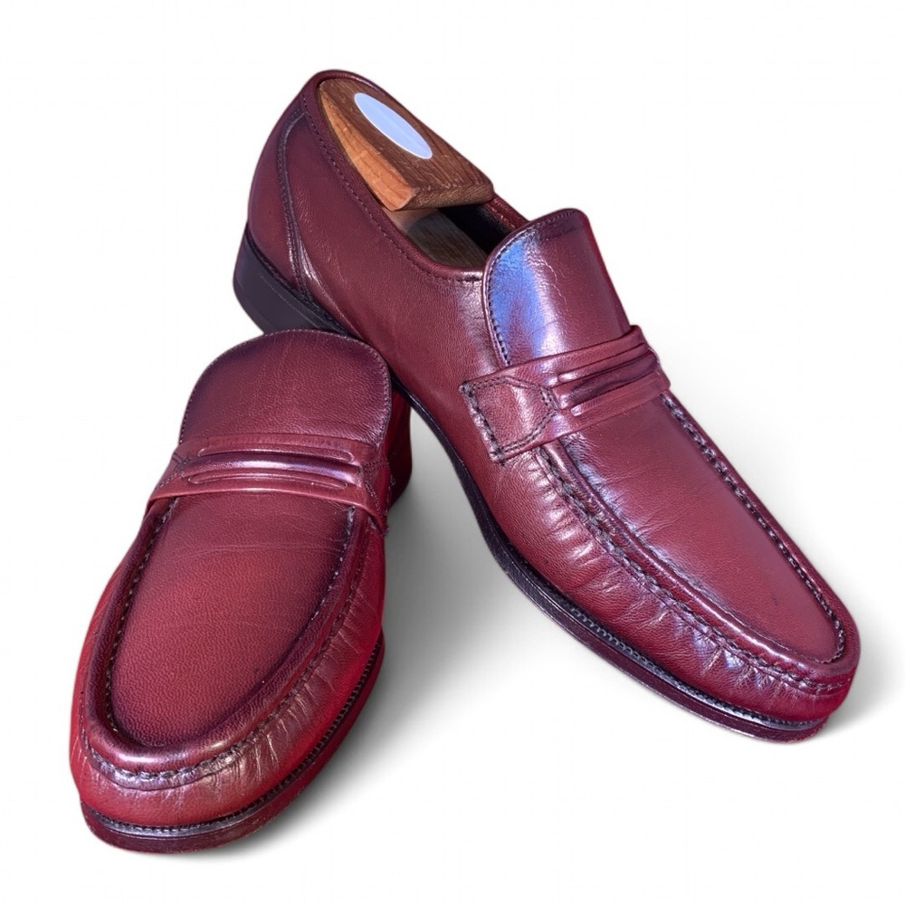 Florsheim Como Moc Toe Strap Loafers size 8.5 D 17089-18 in Black Cherry